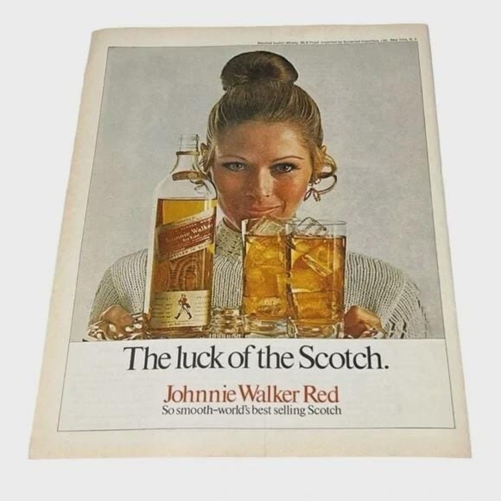 1970 Johnnie Walker Red Scotch Original Vintage Print‎ Ad
